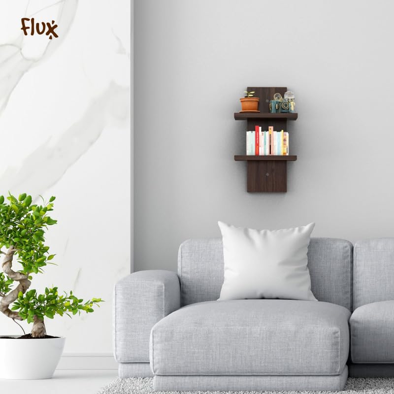 flux Three Tier Mini Wall Shelf Free Two Tier Mini Shelf Space Saving Wall Mounted Wooden Storage Shelves for Living Room Bedroom Bathroom KitchenBlackWithout Hook - Image 2
