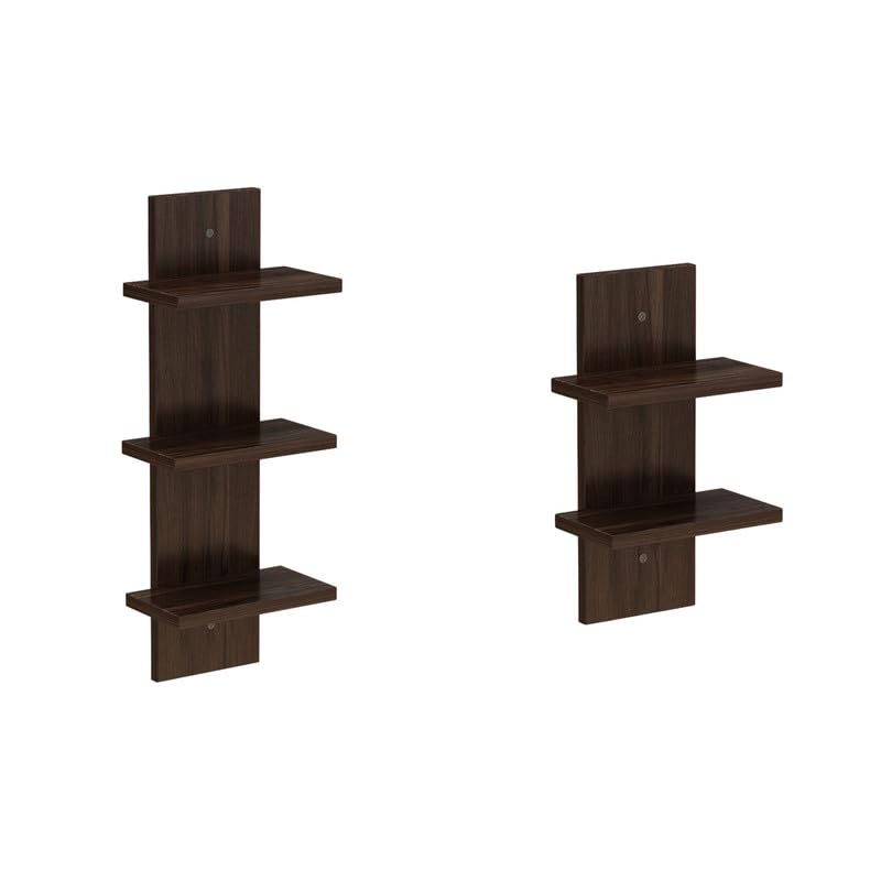 flux Three Tier Mini Wall Shelf Free Two Tier Mini Shelf Space Saving Wall Mounted Wooden Storage Shelves for Living Room Bedroom Bathroom KitchenBlackWithout Hook - Image 1