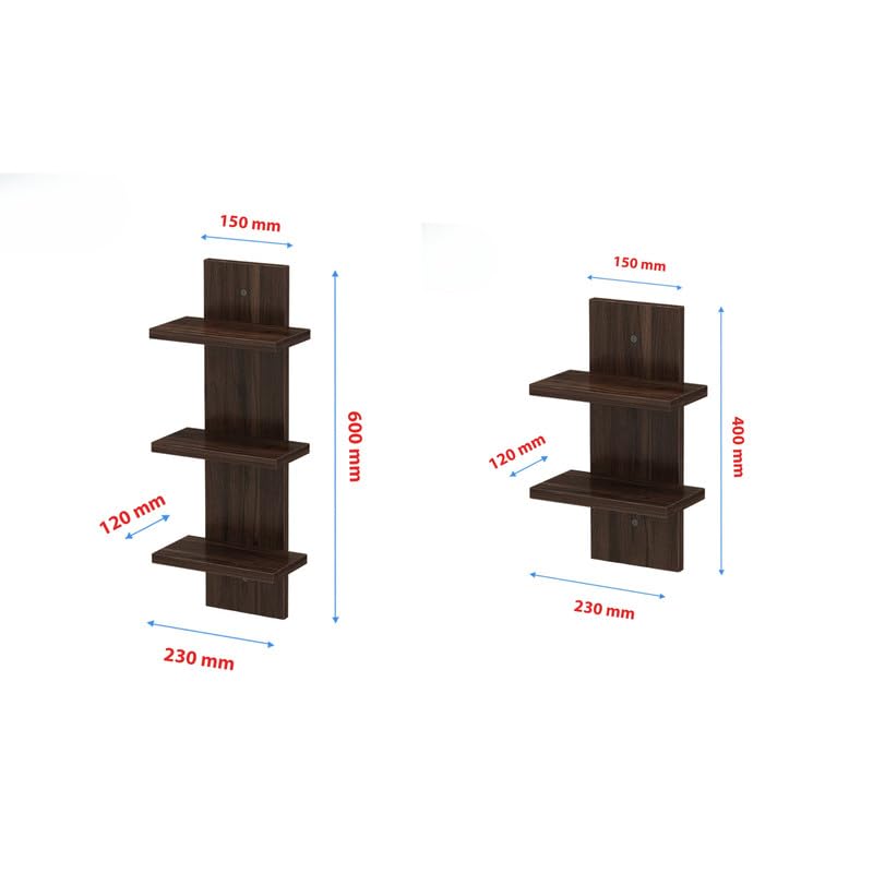 flux Three Tier Mini Wall Shelf Free Two Tier Mini Shelf Space Saving Wall Mounted Wooden Storage Shelves for Living Room Bedroom Bathroom KitchenBlackWithout Hook - Image 3
