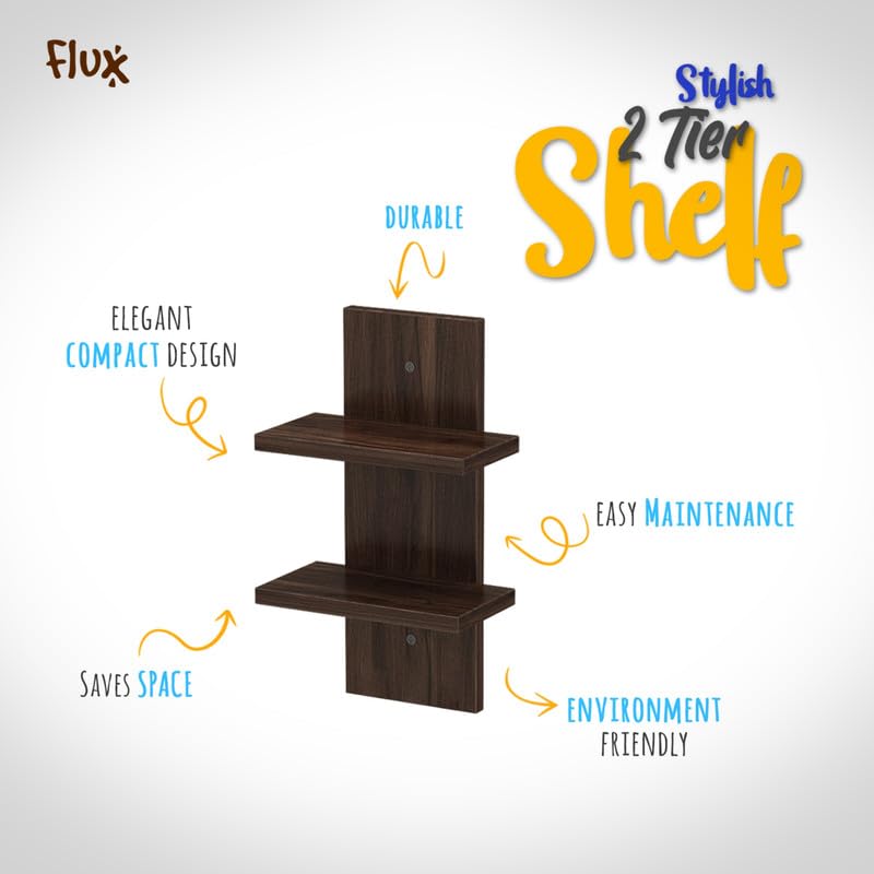flux Three Tier Mini Wall Shelf Free Two Tier Mini Shelf Space Saving Wall Mounted Wooden Storage Shelves for Living Room Bedroom Bathroom KitchenBlackWithout Hook - Image 5