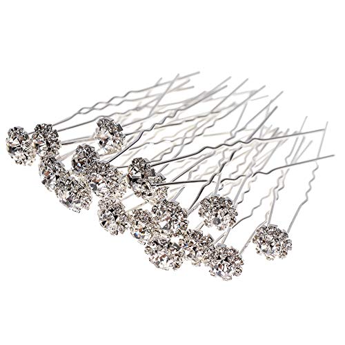 Yantu 20 Pcs Womens Bridal Hair Pins Flower Hair Pins for Wedding Crystal Hair Pins Hair Jewelry - Image 1
