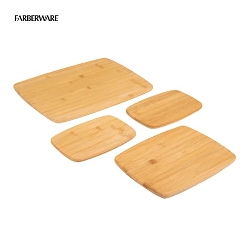 FARBERWARE 4-Piece Reversible Bamboo Cutting Board and Charcuterie Set, Assorted Sizes, Durable Wood Serving Boards for Cheese, Meats, and Prep - Image 2