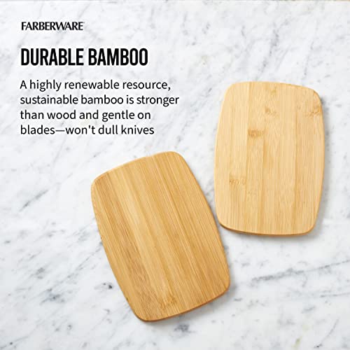FARBERWARE 4-Piece Reversible Bamboo Cutting Board and Charcuterie Set, Assorted Sizes, Durable Wood Serving Boards for Cheese, Meats, and Prep - Image 4