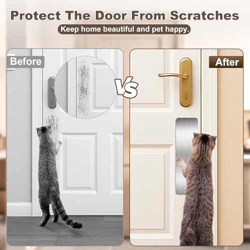 Profasion 2 PCS 4"x14" Door Protector from Dog Scratching, Self-Adhesive Stainless Steel Door Kick Plate with Rounded Corners, Anti-Scratch Guard for Dogs & Cats, Brushed Fingerprint-Resistant Finish(Silver) - Image 2