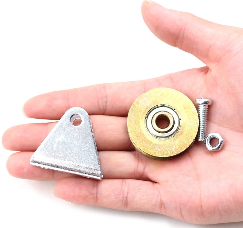 Chiloskit 1.5" Bearing Wheel Wire Rope Pulley Block Bearings Bearing Wire Rope Guide Wheel for Lifting with Triangular Bracket L Bracket, 300LB (Bracket/U) - Image 5