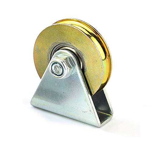 Chiloskit 1.5" Bearing Wheel Wire Rope Pulley Block Bearings Bearing Wire Rope Guide Wheel for Lifting with Triangular Bracket L Bracket, 300LB (Bracket/U) - Image 1