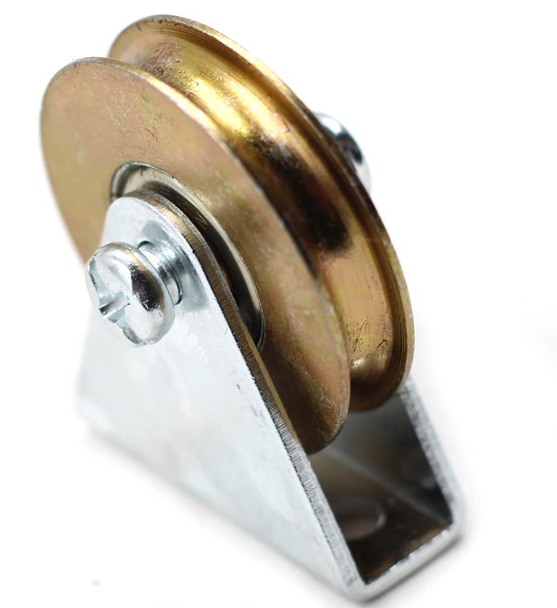 Chiloskit 1.5" Bearing Wheel Wire Rope Pulley Block Bearings Bearing Wire Rope Guide Wheel for Lifting with Triangular Bracket L Bracket, 300LB (Bracket/U) - Image 3