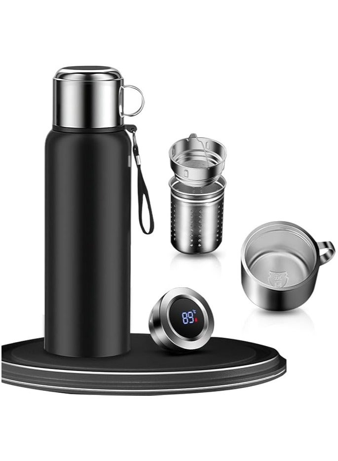 Vacuum Insulated Water Bottle 1500ml, Stainless Steel Smart LED Touch Temperature Display Thermos Cup Double Wall Leakproof Hot Cold Liquid Container Travel Coffee Flask Mug for Camping Hiking Cycling  - Image 1