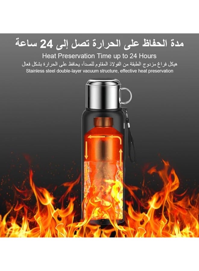 Vacuum Insulated Water Bottle 1500ml, Stainless Steel Smart LED Touch Temperature Display Thermos Cup Double Wall Leakproof Hot Cold Liquid Container Travel Coffee Flask Mug for Camping Hiking Cycling  - Image 2