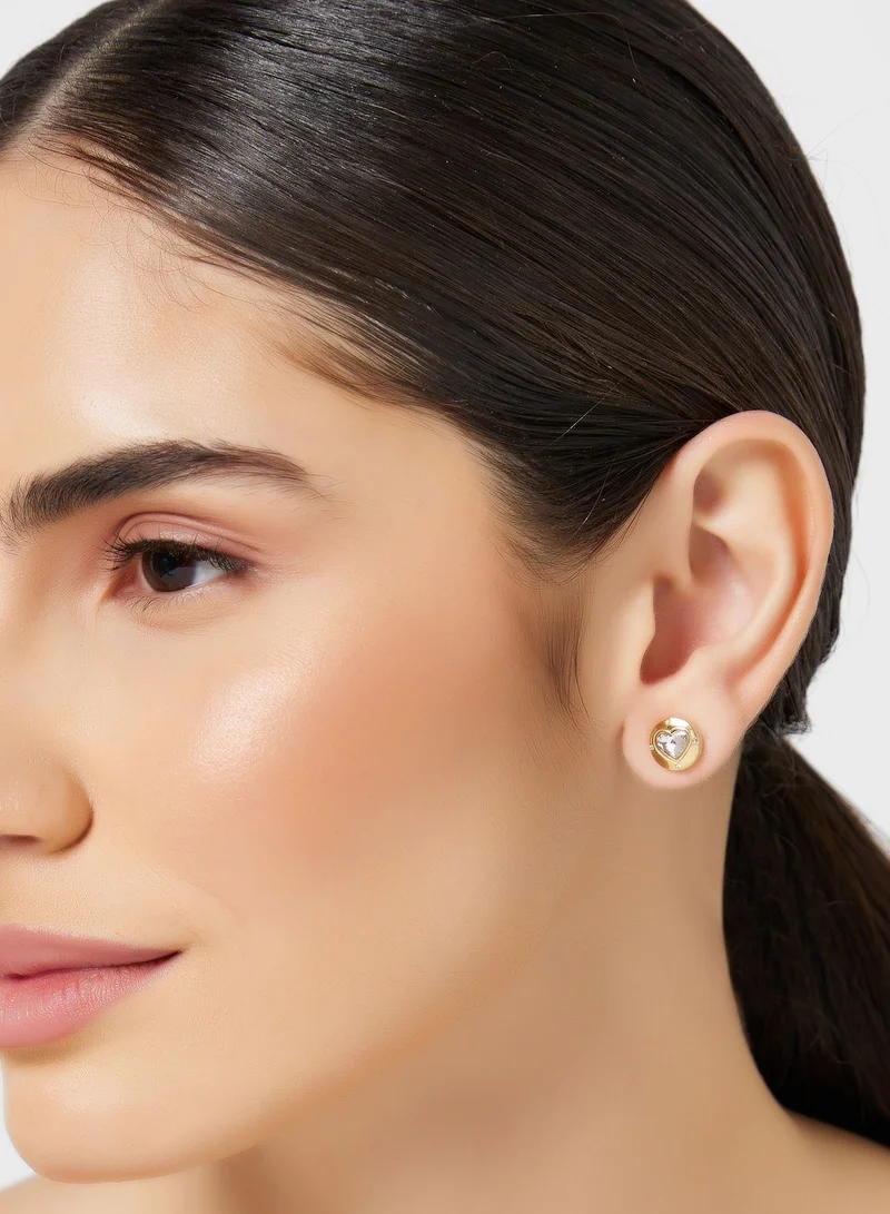 GUESS Crystal Heart Stud Earrings