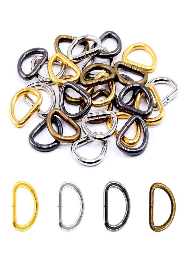 روستارك مجموعة متنوعة من حلقات معدنية قوية من Rustark، 120 قطعة، مقاس 3/4 بوصة (20 مم)، 4 ألوان، متعددة الأغراض، حلقات مفاتيح على شكل حرف D، حلقات تثبيت لحزام حقيبة اليد، مشابك على شكل حرف D، حلقات نصف دائرية على شكل حرف D لإكسسوارات DIY (20 مم). - Image 1