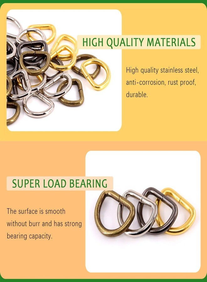 روستارك مجموعة متنوعة من حلقات معدنية قوية من Rustark، 120 قطعة، مقاس 3/4 بوصة (20 مم)، 4 ألوان، متعددة الأغراض، حلقات مفاتيح على شكل حرف D، حلقات تثبيت لحزام حقيبة اليد، مشابك على شكل حرف D، حلقات نصف دائرية على شكل حرف D لإكسسوارات DIY (20 مم). - Image 3