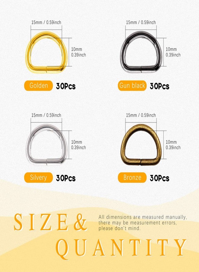 روستارك مجموعة متنوعة من حلقات معدنية قوية من Rustark، 120 قطعة، مقاس 3/4 بوصة (20 مم)، 4 ألوان، متعددة الأغراض، حلقات مفاتيح على شكل حرف D، حلقات تثبيت لحزام حقيبة اليد، مشابك على شكل حرف D، حلقات نصف دائرية على شكل حرف D لإكسسوارات DIY (20 مم). - Image 2