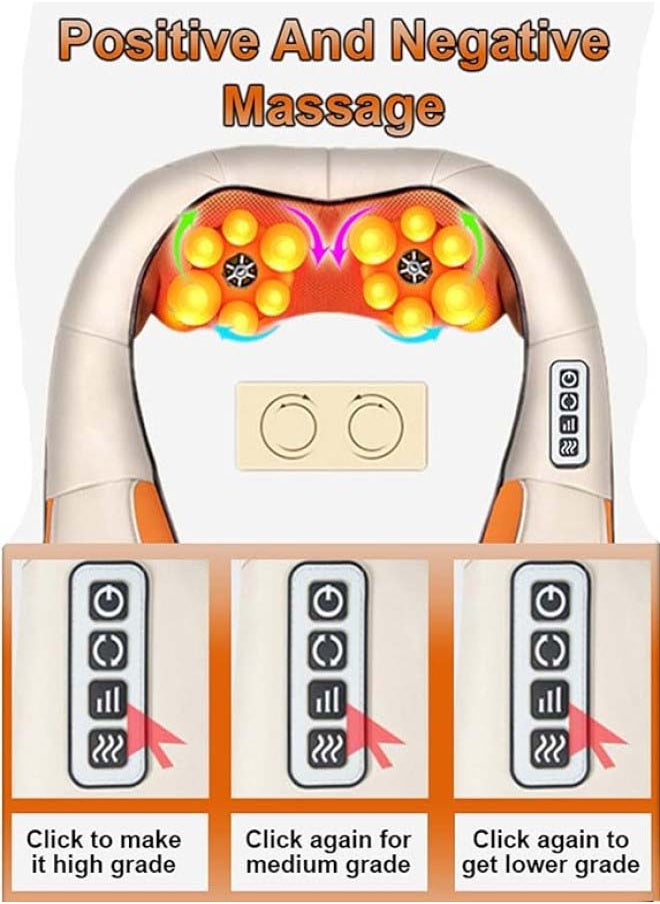 Bodycare مدلك للرقبة والظهر مع حرارة مهدئة، وسادة عجن كهربائية ثلاثية الأبعاد للأنسجة العميقة للكتف والساق وتخفيف آلام عضلات الجسم والمنزل والمكتب واستخدام السيارة  - Image 4