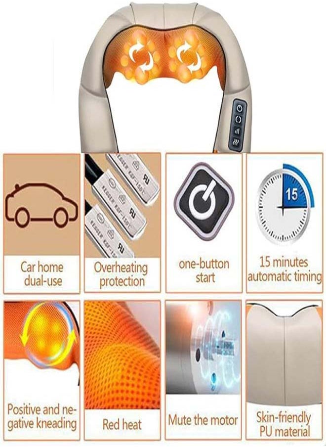 Bodycare مدلك للرقبة والظهر مع حرارة مهدئة، وسادة عجن كهربائية ثلاثية الأبعاد للأنسجة العميقة للكتف والساق وتخفيف آلام عضلات الجسم والمنزل والمكتب واستخدام السيارة  - Image 2