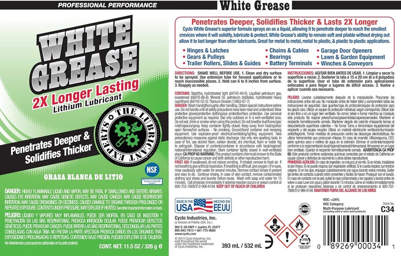 Cyclo White Grease - Food Grade Lithium Lubricant, 11.5 oz - Image 2