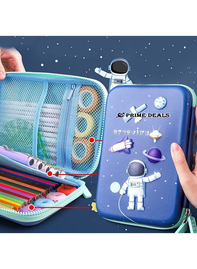 Prime Deals PRIME DEALS Astronaut Design Eva 3D Cover Unicorn Pencil Case Compass With Compartments, For Students Kids Premium Stylish Pen Holder Pouch (Big Size, Ethylene Vinyl Acetate (EVA), Multicolor) - Image 3