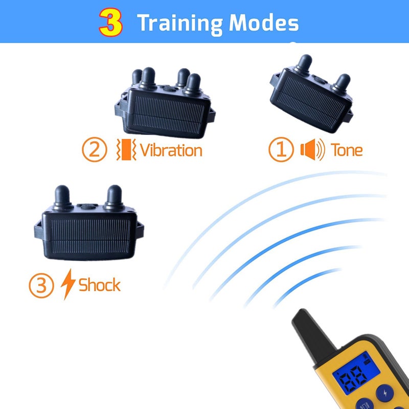 Automatic Sound Control Bark Stopper, IPX7 Waterproof Rechargeable Shock Collars for Dog 3 Training Modes With One Receiver,for Small Medium Large Dogs-Yellow - Image 2