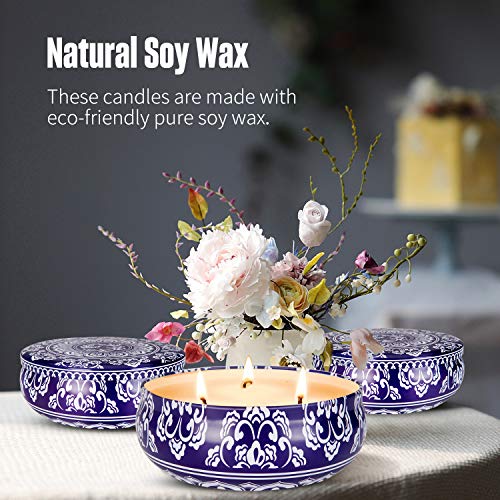 Hausware Citronella Candles Outdoor and Indoor 3 x 13.5 Oz,3 Wick Scented Candles Gift Set,Aromatherapy Candles Natural Soy Wax Candle in Portable Travel Tin 3 Pack - Image 2