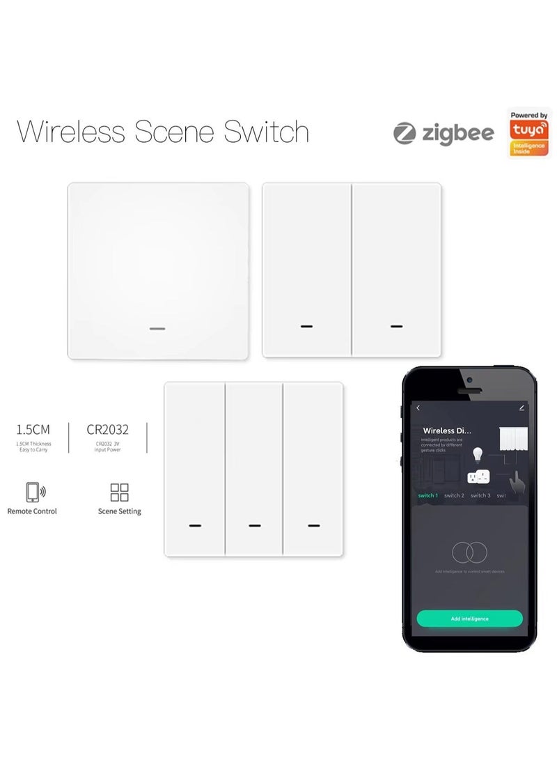 MOES Smart Life Zigbee Push Piano Switch – 3 Gang (White) | Neutral & No-Neutral Compatible, Multi-Control Association, Tuya Zigbee Hub Required - Image 3