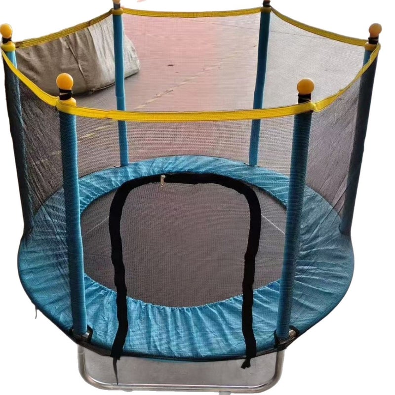 Qi Ta 1.4m Kids Indoor Trampoline with Safety Net, Basketball Hoop & Ocean Balls - Image 3