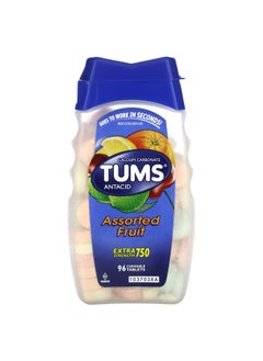 TUMS Tums, Extra Strength Antacid, Assorted Fruit, 750 mg, 96 Chewable Tablets  - Image 1