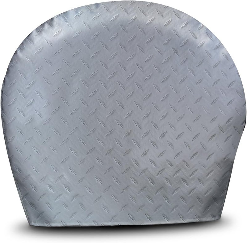 ADCO 3752 Silver #2 Diamond Plated Steel Vinyl Tyre Gard Wheel Cover, Set of 2 (Fits 30"-32") - Image 1