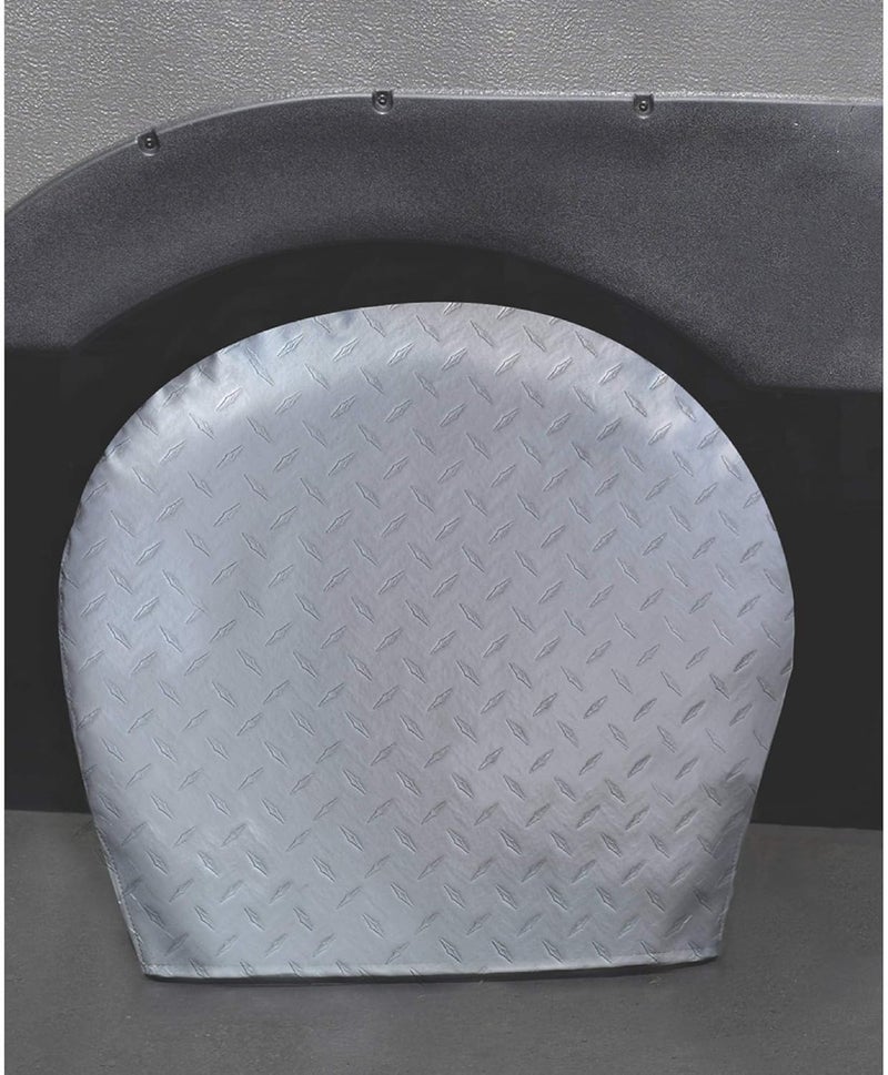 ADCO 3752 Silver #2 Diamond Plated Steel Vinyl Tyre Gard Wheel Cover, Set of 2 (Fits 30"-32") - Image 2