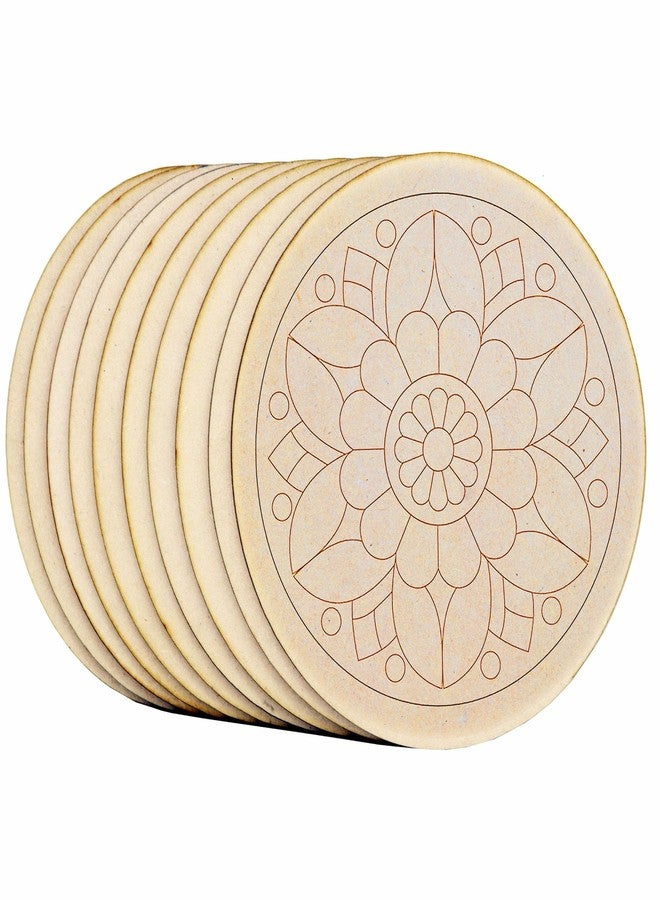 AJANTA ROYAL Wooden Pre Marked Circle MDF 3.5 mm Thick Round Cutouts for Art & Craft, Resin Art, Lipan Art, Madhubani Art, Mandala Art, Pyrography, DIY Painting MDL-03 (10x10 Inch) Qty:10 - Image 1