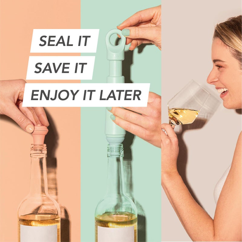 Vacu Vin Wine Saver Loop - Designed and Made in the Netherlands - Vacuum Wine Stopper Keeps Your Wine Fresh for up to 10 Days - Reusable, Made with 98% Recycled Material - 1 Pump, 1 Stopper, Terra - Image 3