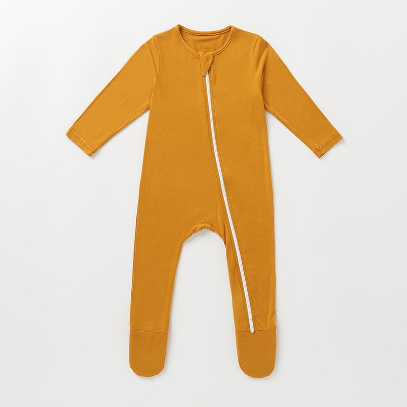 Baby'S Foot-Wrap Jumpsuit Baby'S Clothes Base Clothes Air-Conditioning Clothes Climbing Clothes Bamboo Fiber Newborn Home Clothes - Image 1