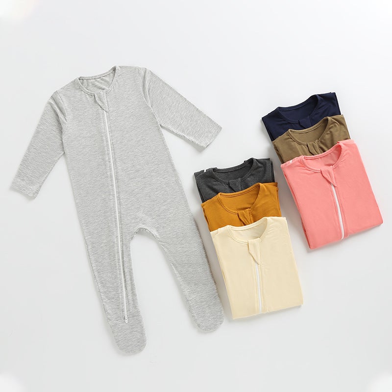 Baby'S Foot-Wrap Jumpsuit Baby'S Clothes Base Clothes Air-Conditioning Clothes Climbing Clothes Bamboo Fiber Newborn Home Clothes - Image 4