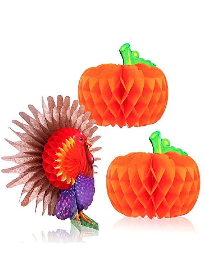 KATCHON Thanksgiving Honeycomb Pumpkin Decorations Thanksgiving Party Decorations | Paper Honeycomb Turkey Decorations | Thanksgiving Table Decorations Centerpieces Autumn Party Thanksgiving Decorations - Image 1