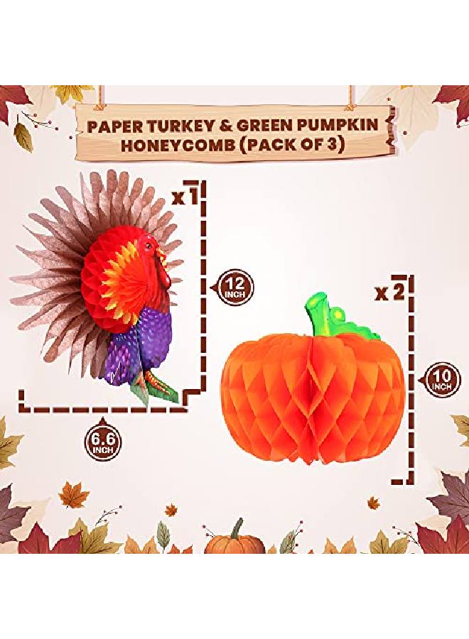 KATCHON Thanksgiving Honeycomb Pumpkin Decorations Thanksgiving Party Decorations | Paper Honeycomb Turkey Decorations | Thanksgiving Table Decorations Centerpieces Autumn Party Thanksgiving Decorations - Image 4