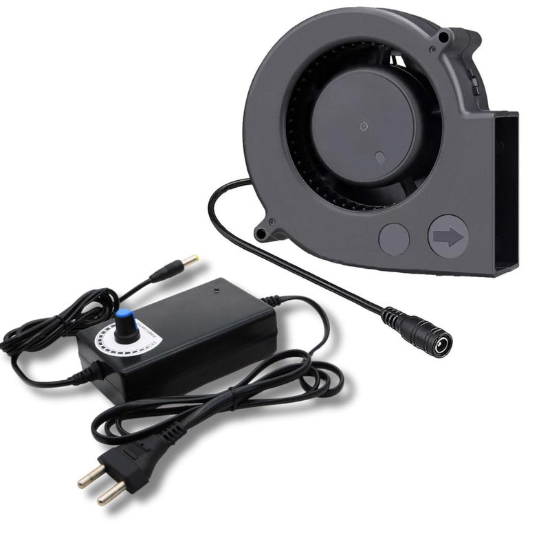 PGSA2Z 12V Blower Fan with Dual Ball Bearings - High Airflow, Variable Speed Controller - 97 x 33 mm - 110V/220V AC Plug - Cooling, and Ventilation Exhaust Projects - Image 1