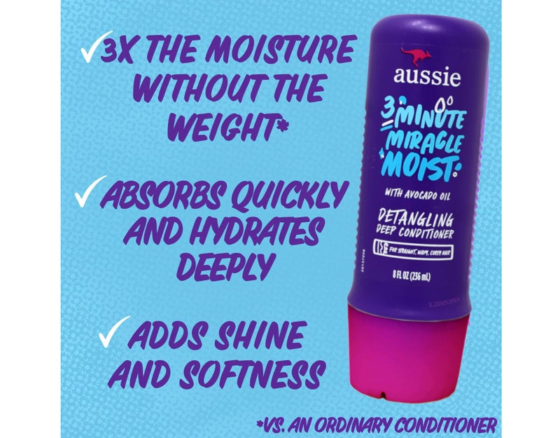 Aussie 3 Minute Miracle Moist Deep Conditioner, 8 oz - Image 3