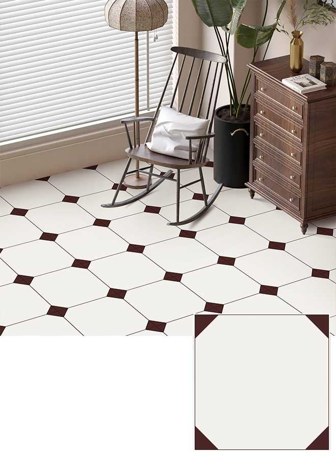 رَوَائِد 10 قطع ملصقات بلاط أرضيات ذاتية اللصق مقاس 30 × 30 سم، بلاط فينيل مقاوم للماء وغير قابل للانزلاق للمطبخ وغرفة النوم والحمام، بنمط هندسي أحمر - Image 1