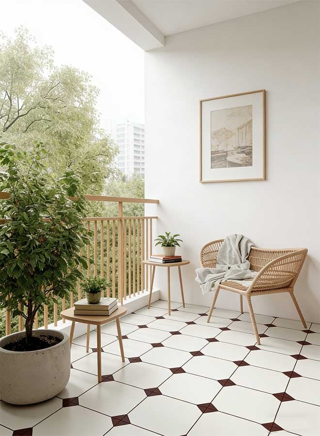 رَوَائِد 10 قطع ملصقات بلاط أرضيات ذاتية اللصق مقاس 30 × 30 سم، بلاط فينيل مقاوم للماء وغير قابل للانزلاق للمطبخ وغرفة النوم والحمام، بنمط هندسي أحمر - Image 5