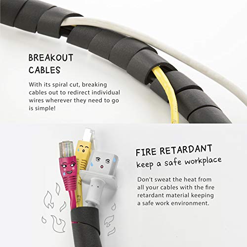 UT Wire 10-ft Cable Slinky Soft and Flexible Rubber Spiral Cord Wrap (2-ft X 5 pcs) Black - Image 5