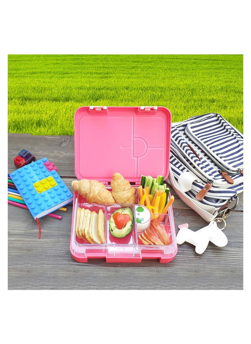 Eazy Kids - Unicorn 6/4 Compartment Bento Lunch Box w/ Lunch Bag-Pink - Image 1