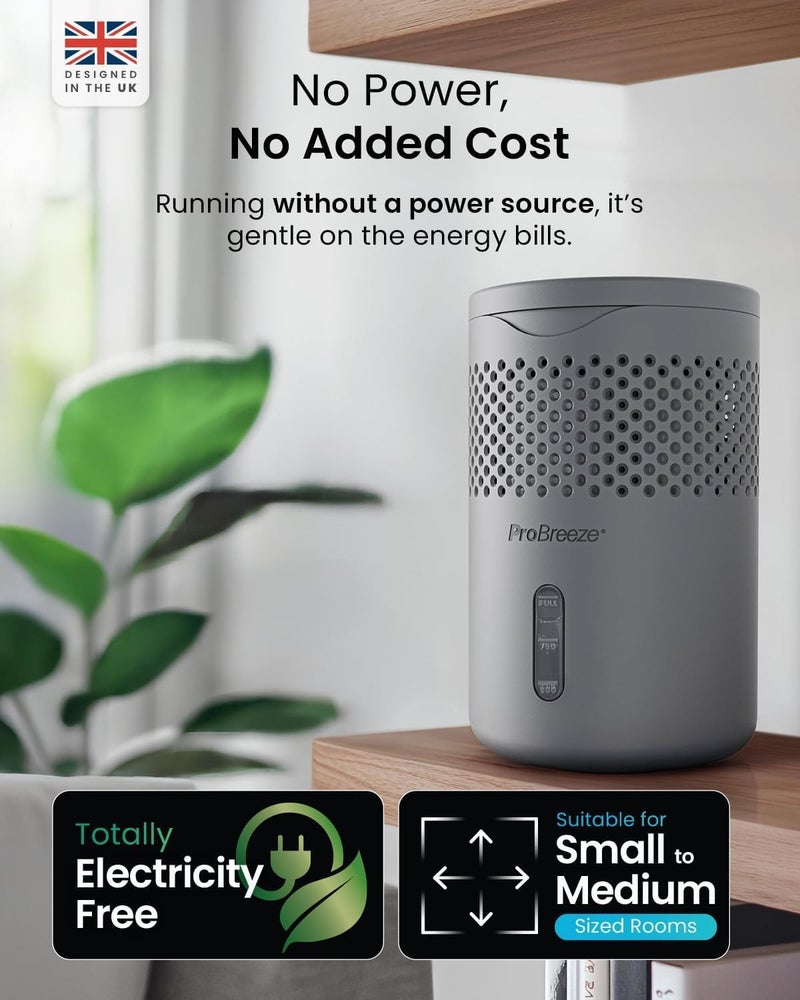 Pro Breeze Osmo® Dehumidifier, Silent & Refillable Moisture Absorber for Damp & Condensation at Home, Bedroom, Wardrobe, Car, Mould Remover with 1 Tablet, No Power Required- Proudly designed in the UK - Image 3