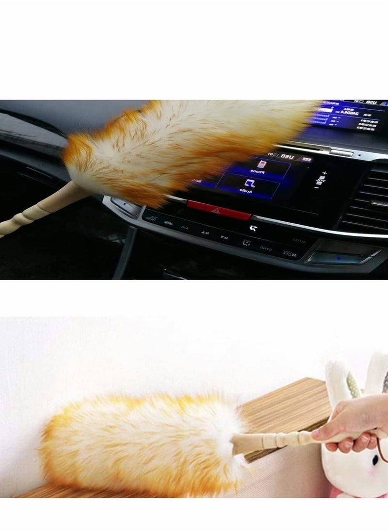 Generic - Clean Duster 18.5 inch Long Household Cleaning Wool Duster for Remove Dust Brush Car Sweep Dust Room Cleaning with Solid Wooden Handle Flexible Head Anti-Static Comfortable Grips - Image 1