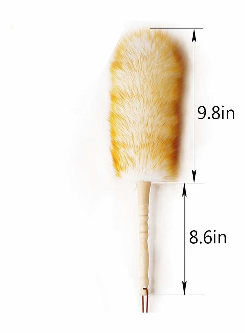 Generic - Clean Duster 18.5 inch Long Household Cleaning Wool Duster for Remove Dust Brush Car Sweep Dust Room Cleaning with Solid Wooden Handle Flexible Head Anti-Static Comfortable Grips - Image 1