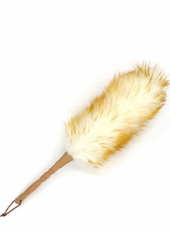 Clean Duster 18.5 inch Long Household Cleaning Wool Duster for Remove Dust Brush Car Sweep Dust Room Cleaning with Solid Wooden Handle Flexible Head Anti-Static Comfortable Grips