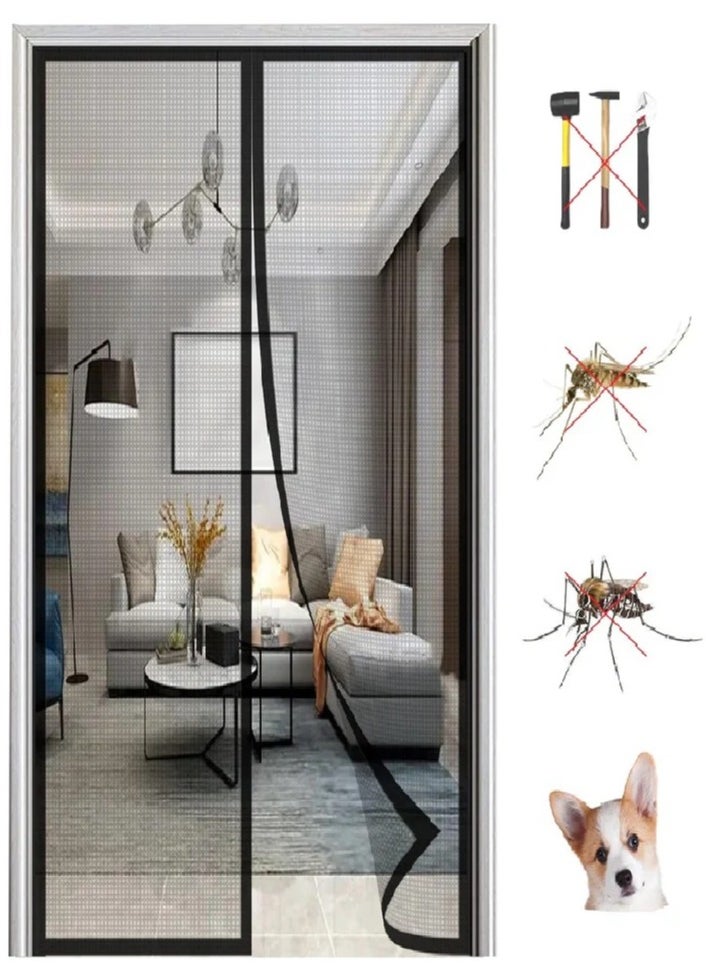 Magic Mesh Magic Mesh Magnetic Automatic Closure Anti-Mosquito Door Curtain Multicolour 100x210cm  - Image 2