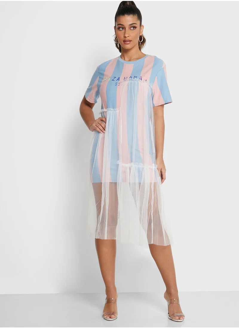 SEMIR Striped Placket Dress