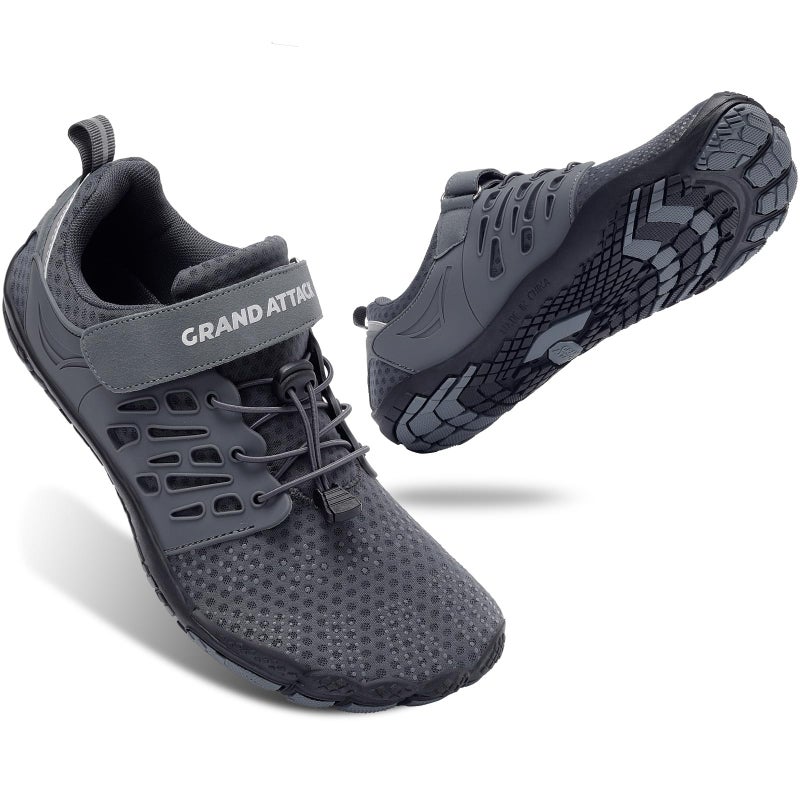 Grand Attack Barefoot Shoes Men Minimalist Lightweight CrossTrainer Zero Drop Wide Toe Box Wrestling Weightlifting Walking Shoes Trail Running Sneakers Dark Grey Size 11