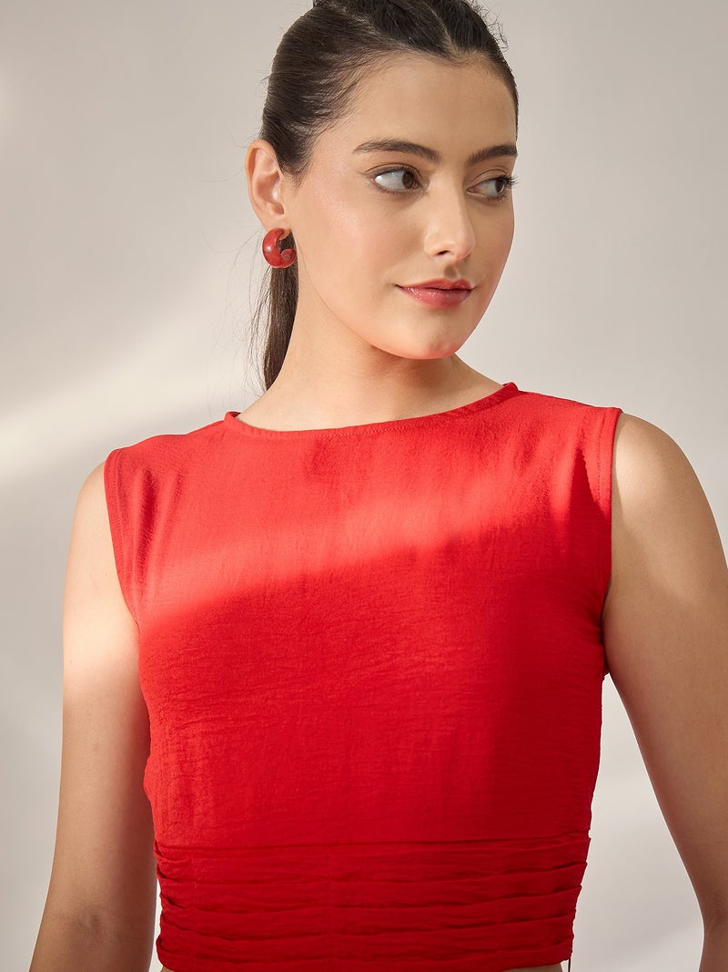 PANIT Red Crop Tops with Trouser Co-Ords Set - Image 3