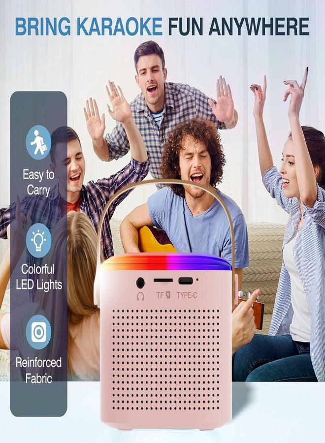 PunnkFunnk Kids Adults with Wireless Mics Portable Karaoke Bluetooth Speaker & Dynamic Lights Birthday Gift for Girls, Boys & Toddlers Ages 4,5,6,7,8,9,10,12+ Year Old Home Outdoor Travel (Pink) - Image 4