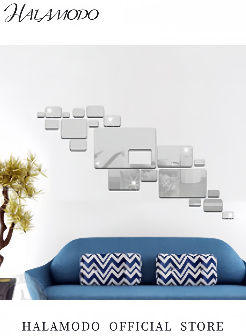 HALAMODO Geometric Environmentally Friendly Removable Mirror Wall Sticker Silver - Image 5